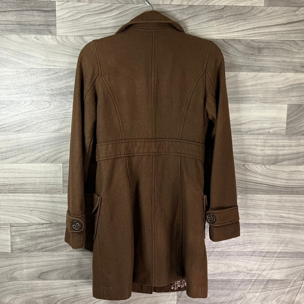 Tulle Overcoat Womens M Brown‎ Wool Blend Collar Button Pockets Lined Collar - Picture 9 of 14